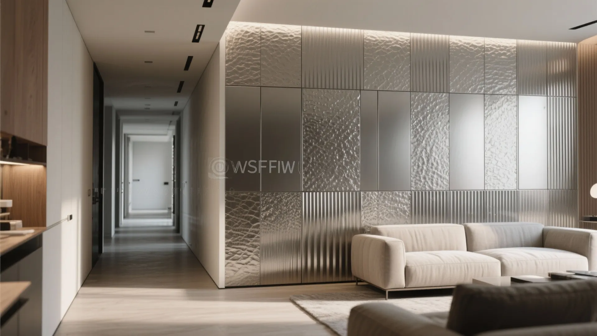 3. Textured Metallic Panels for Depth