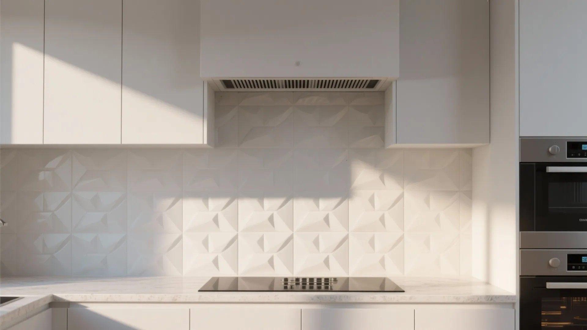 4. Textured white panels for seamless modernity
