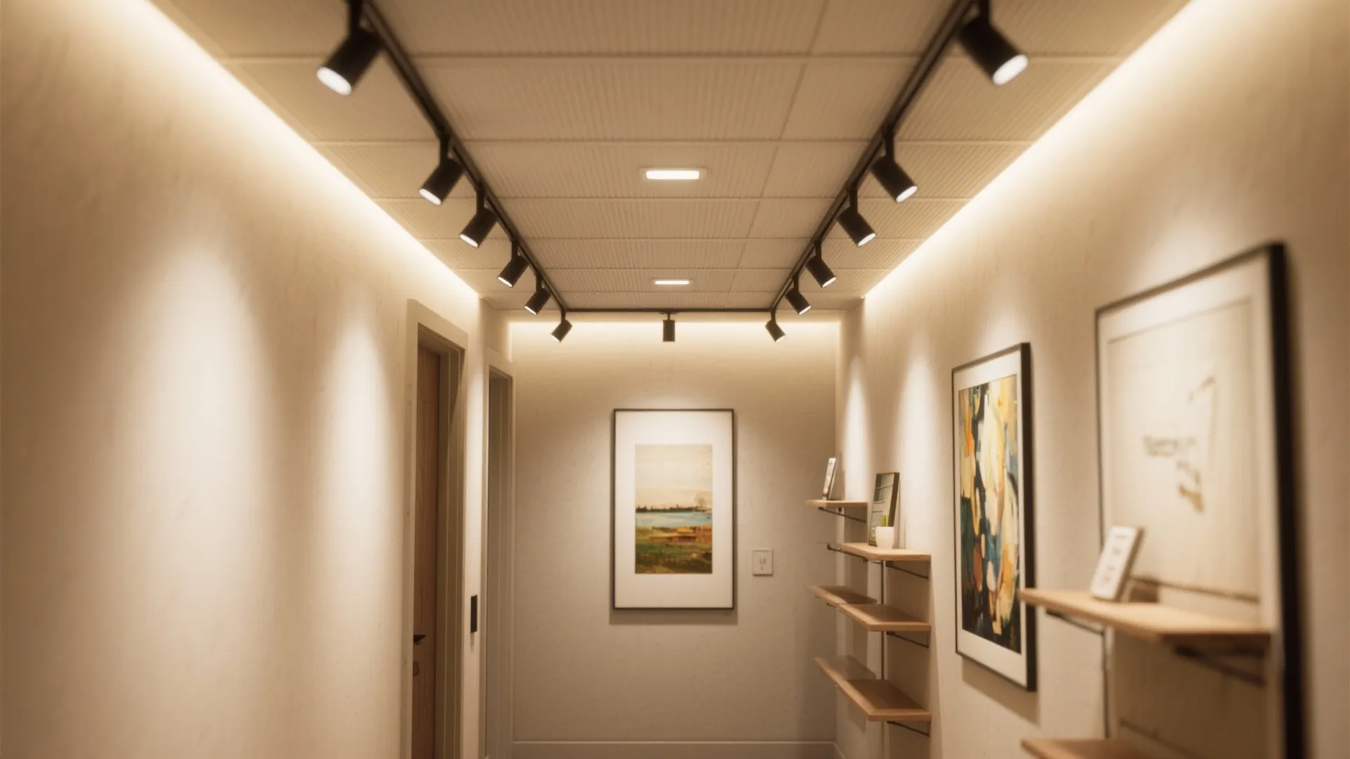 Textured POP ceiling panels with strategic spots