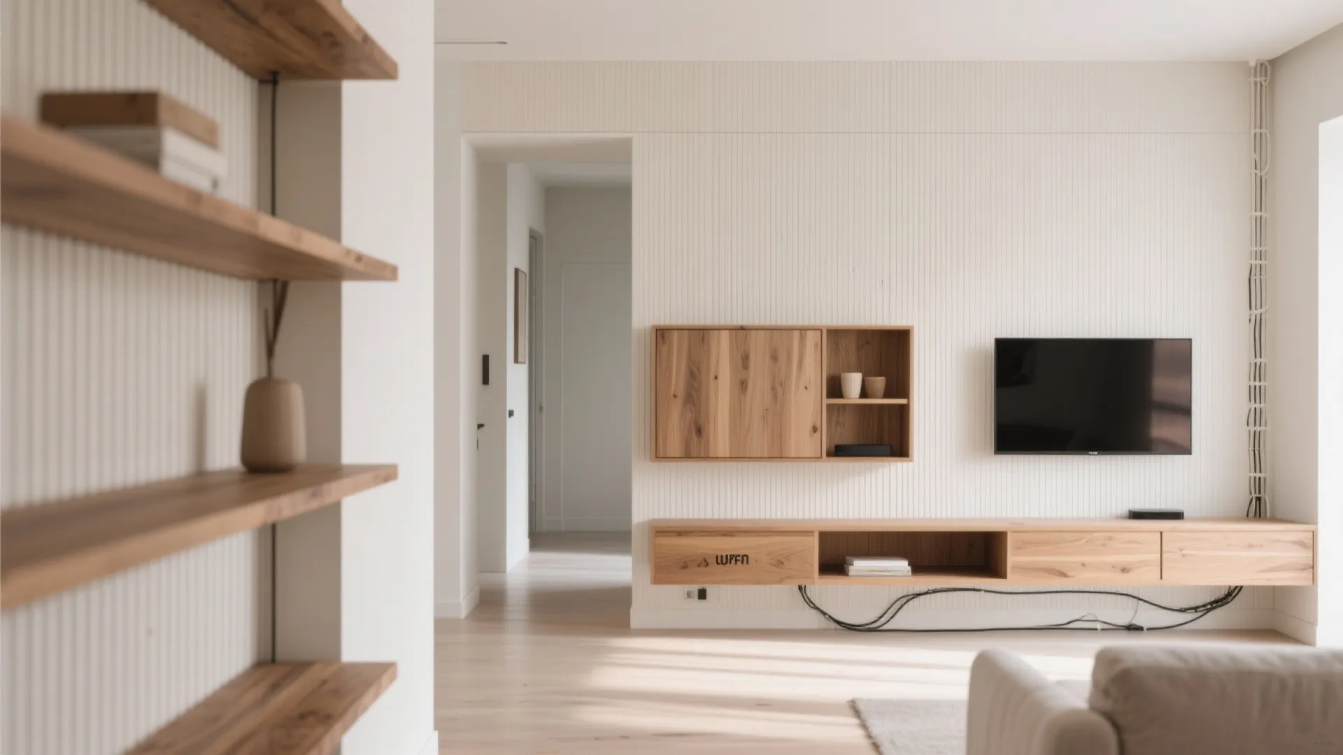 Textured POP panels with wood accents