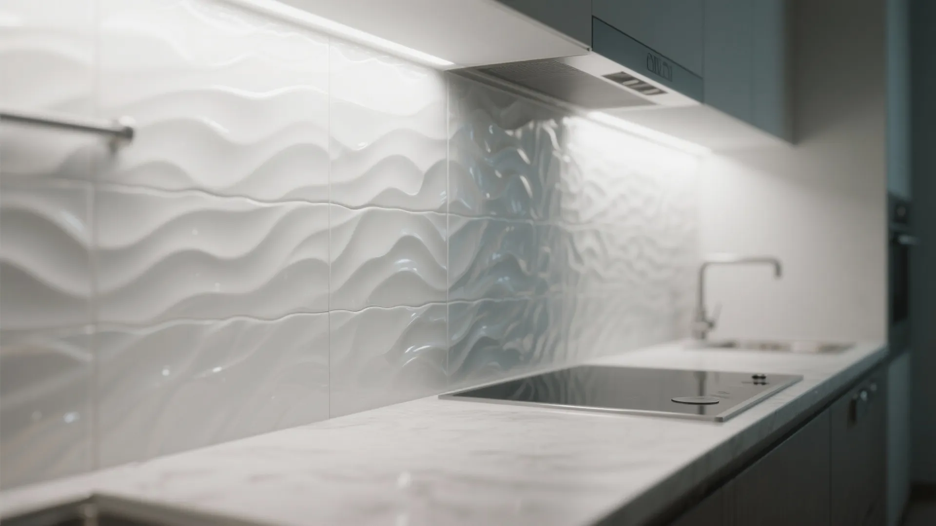 2. Textured white porcelain panels