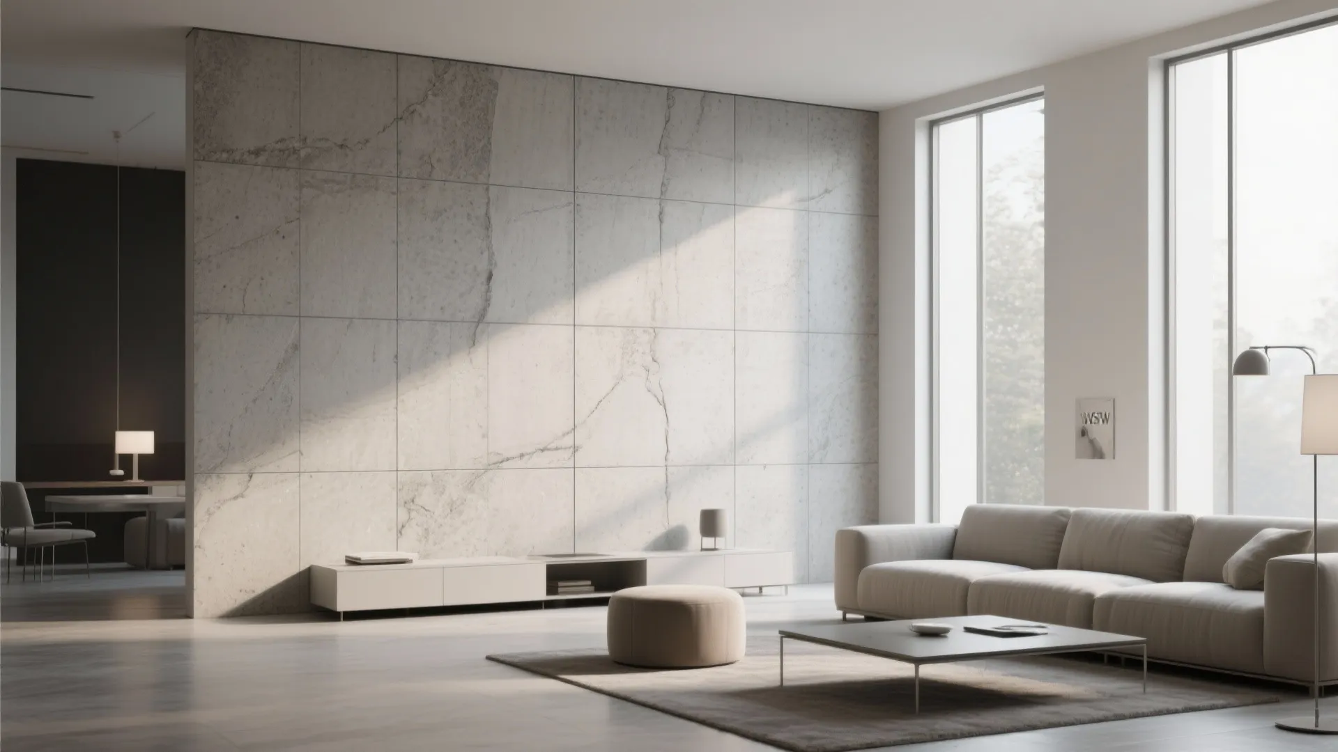 2. Textured porcelain panels for a minimalist luxe vibe
