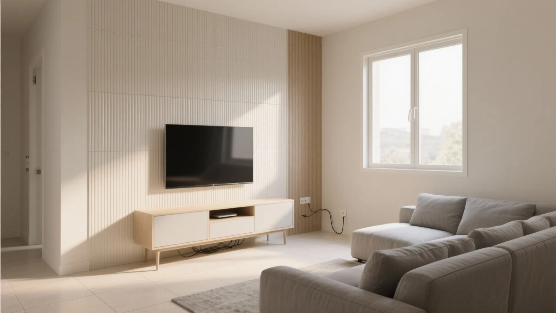 Textured porcelain feature wall