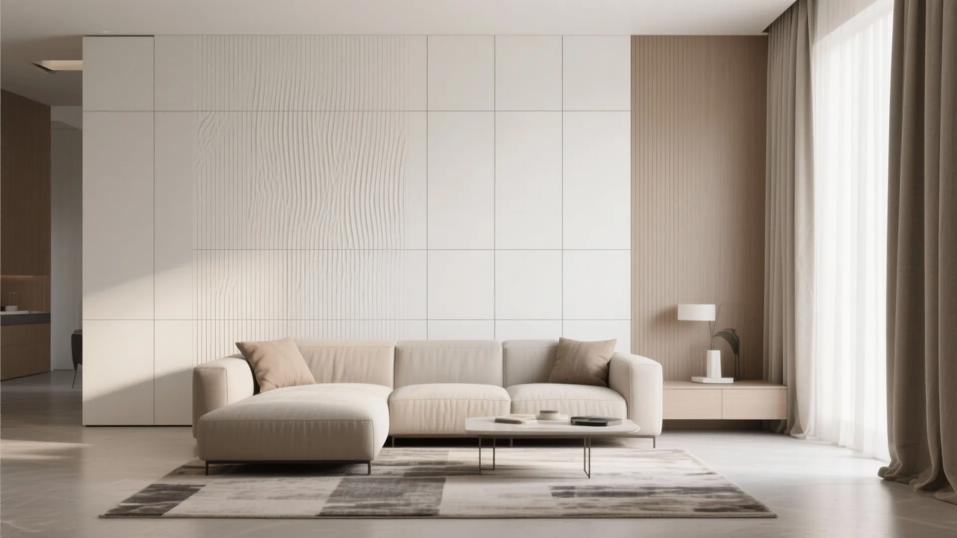 1) Textured porcelain feature wall