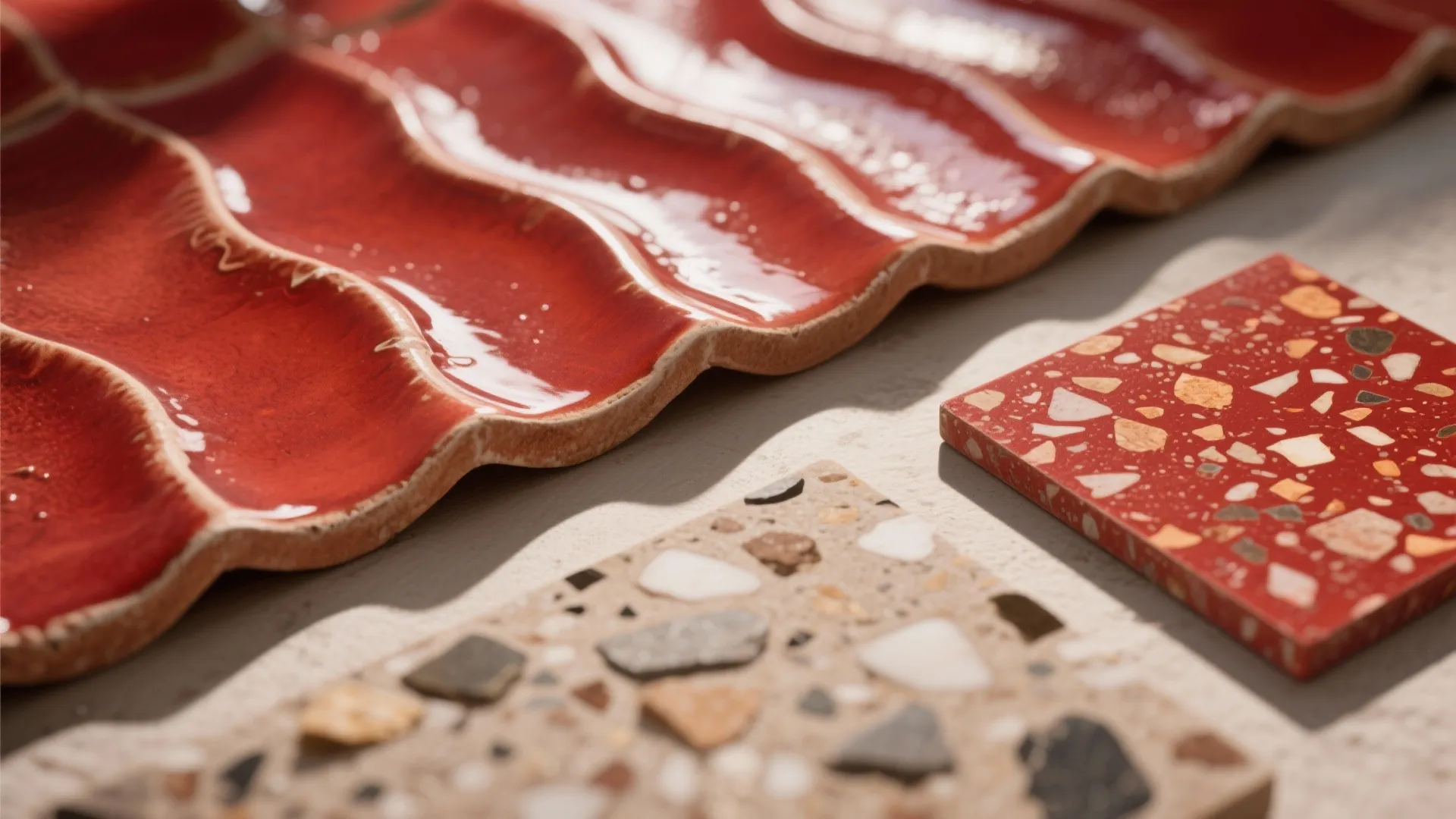 Textured Reds: Zellige, Terrazzo, and Dimensional Tile