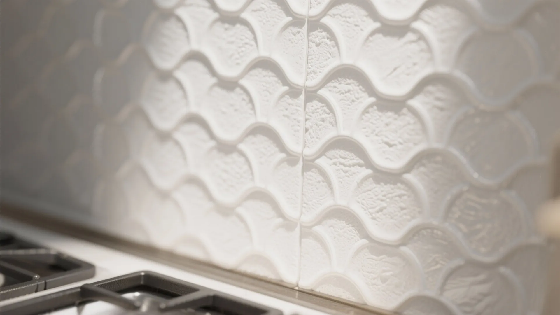 4. Patterned white tile with subtle relief