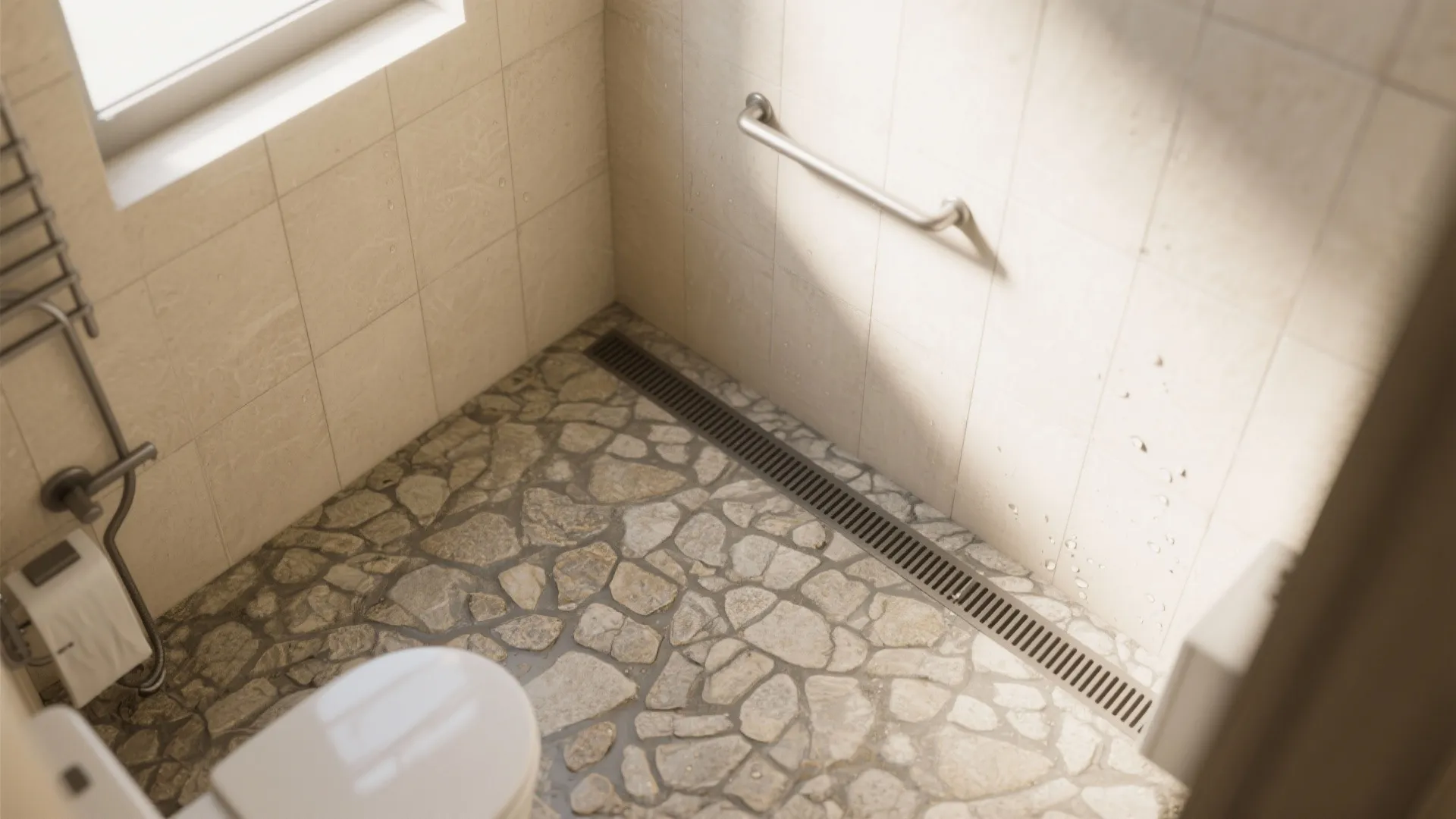 3) Textured stone floors for slip resistance