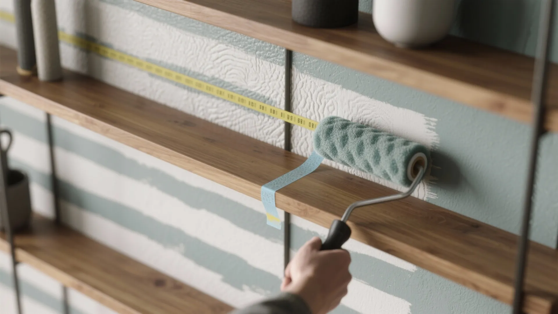 4. Textured Stripes Using Rolled Sponge Bands