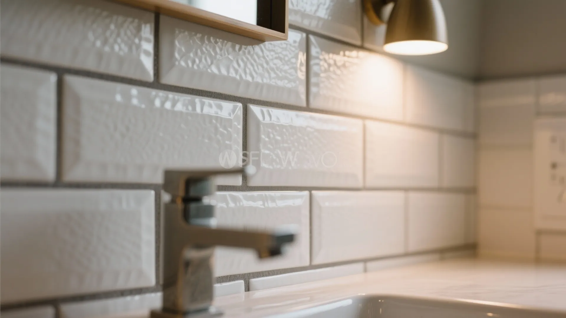 Textured Subway Tiles with Contrasting Grout