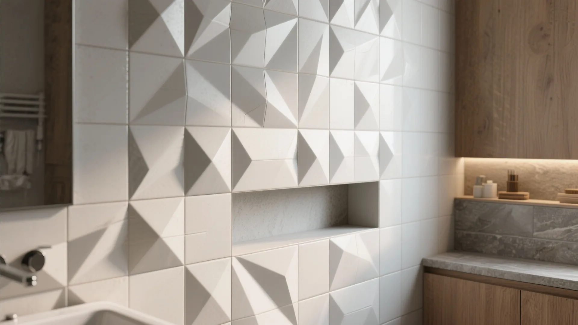 2. Textured tile as a focal wall