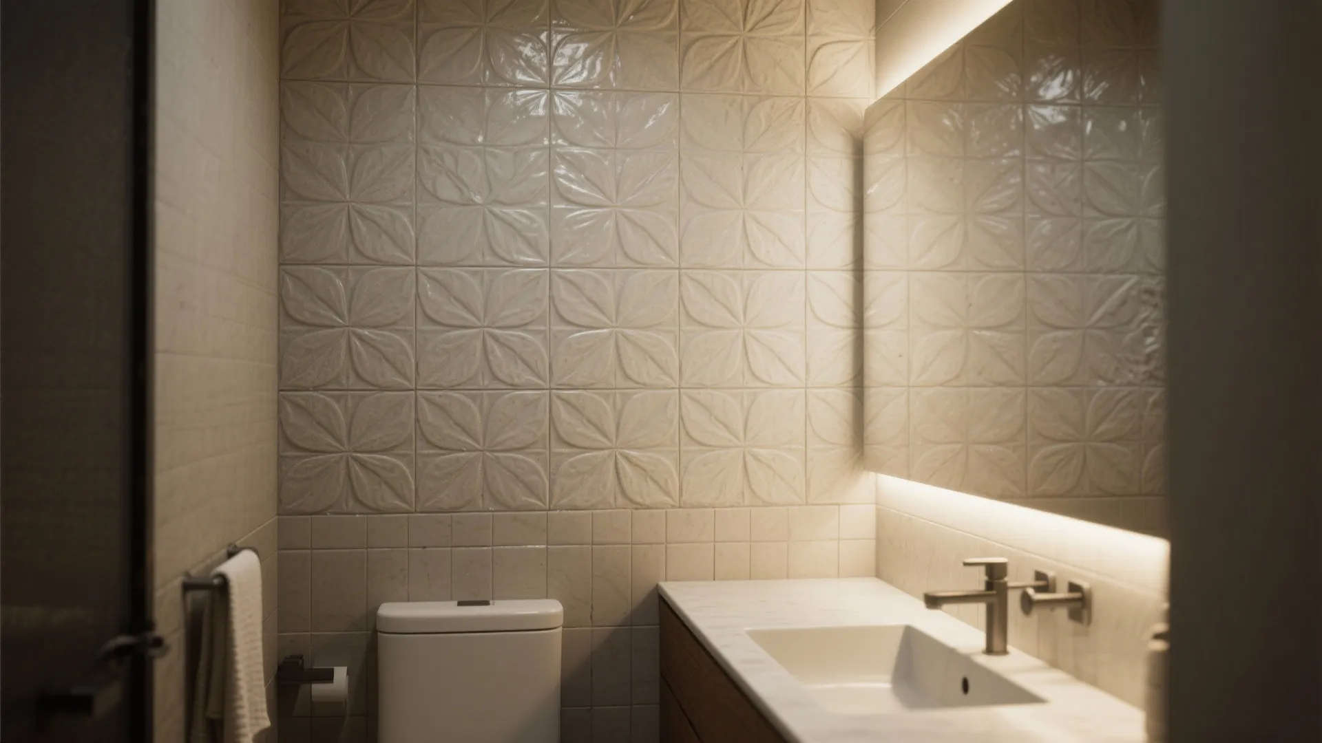 3. Textured tile panels for one feature wall
