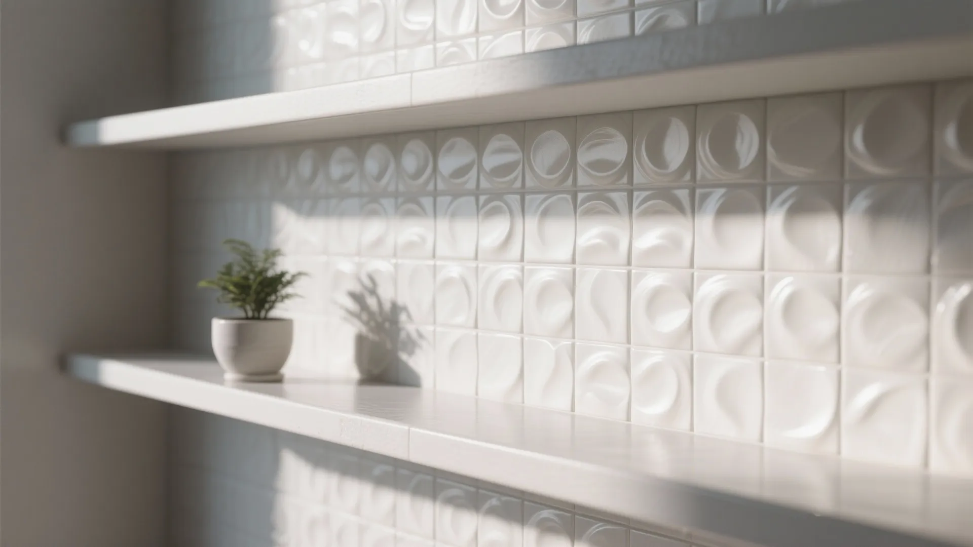 4. Textured White Tiles for Depth