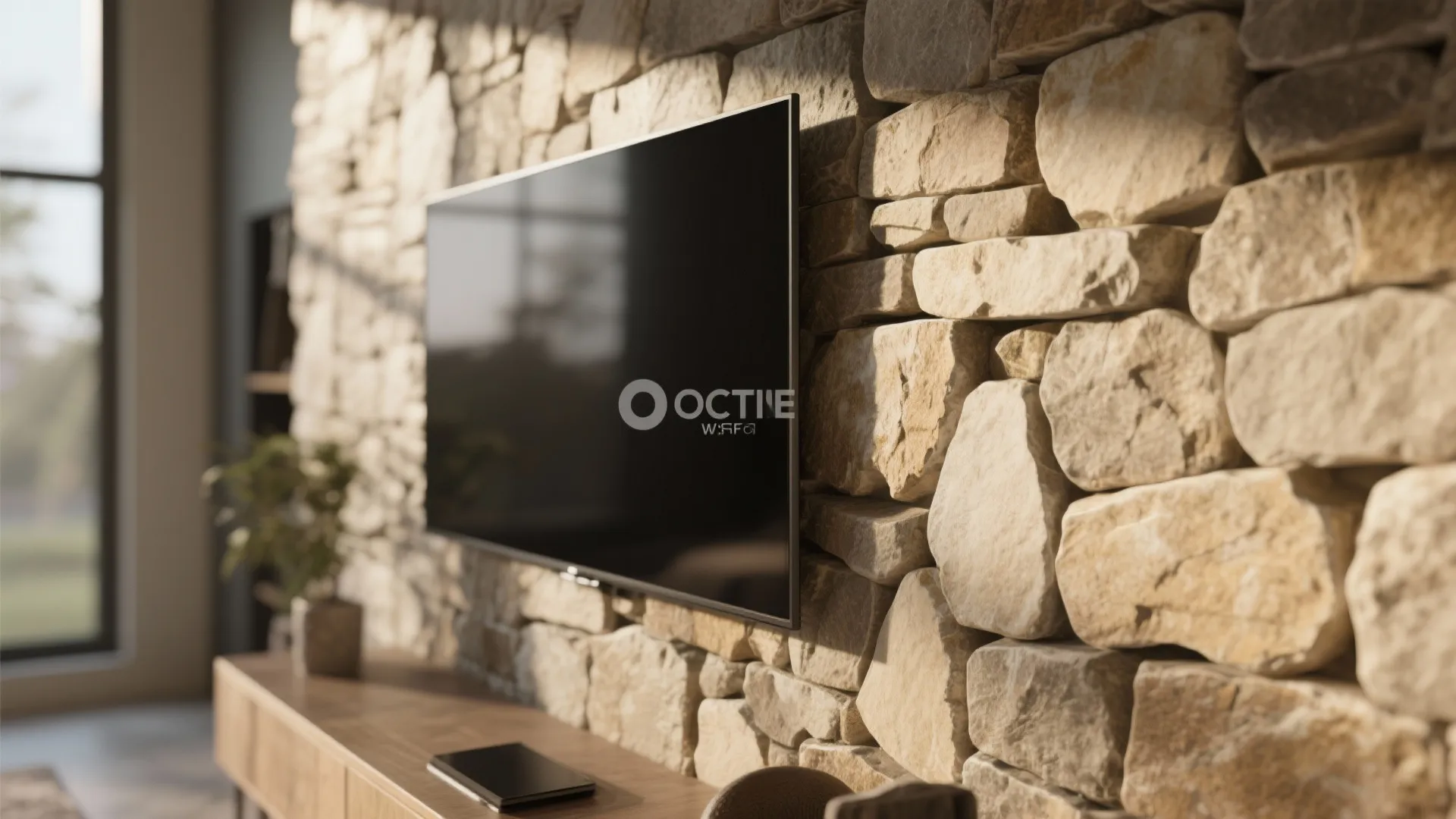 Textured Accent Wall with TV