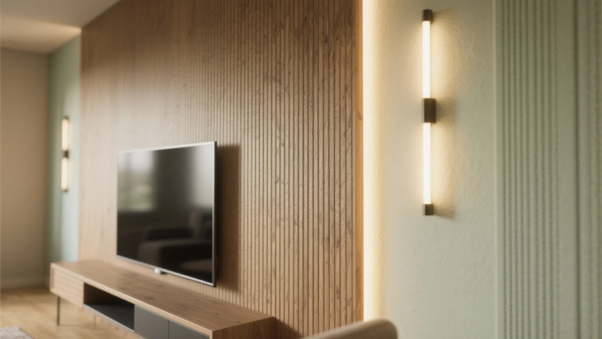 Textured Feature Wall With Light Layers