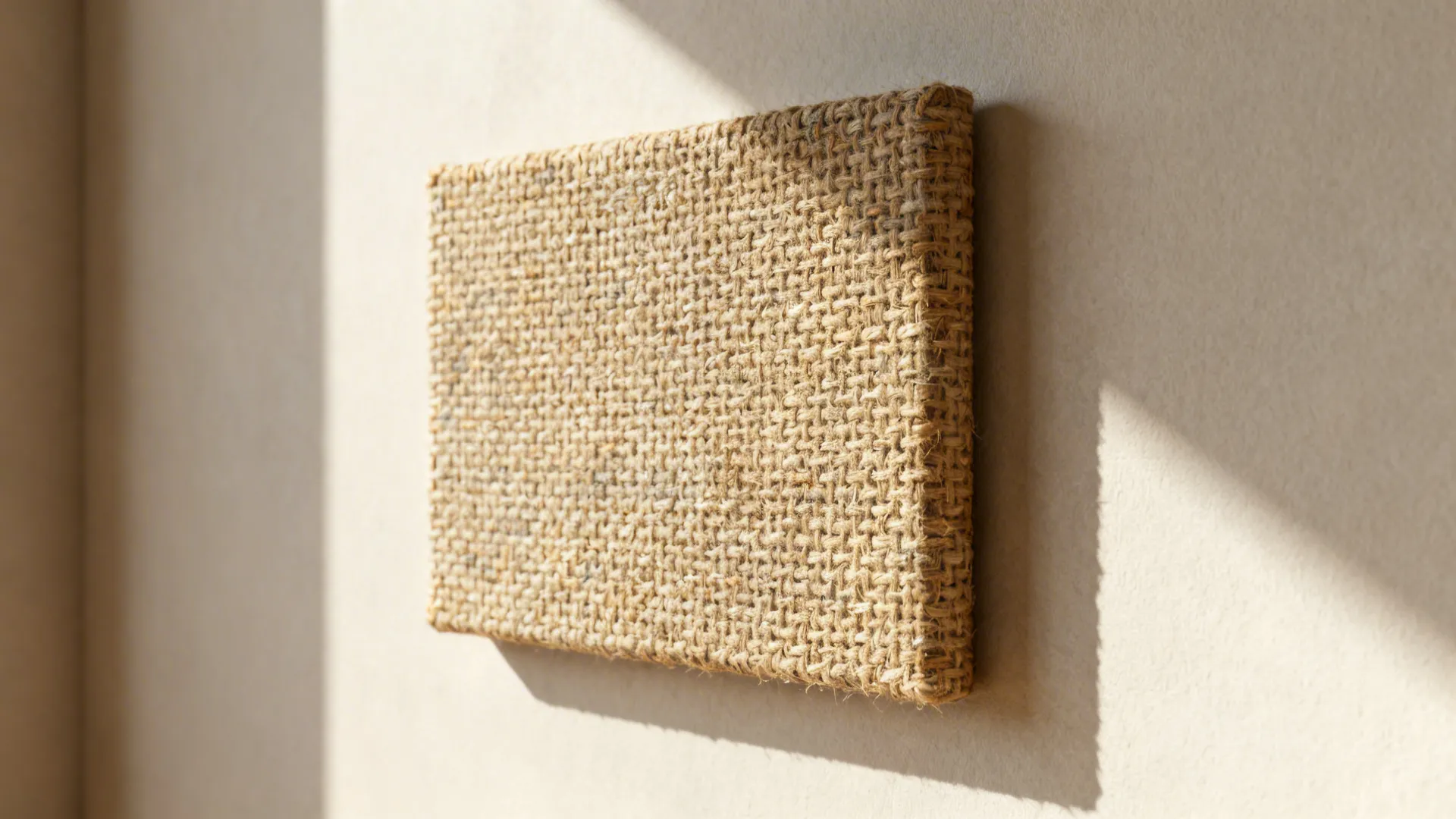Woven textured wall panel adding warmth and depth to a minimalist wall