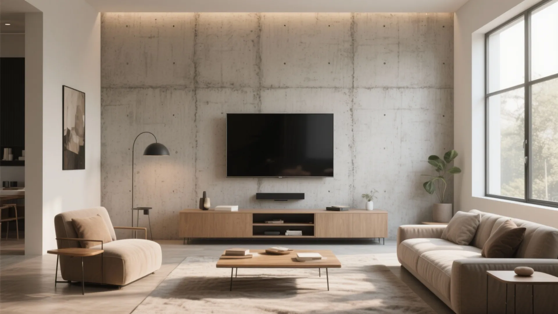 5. TV on a Textured Accent Wall