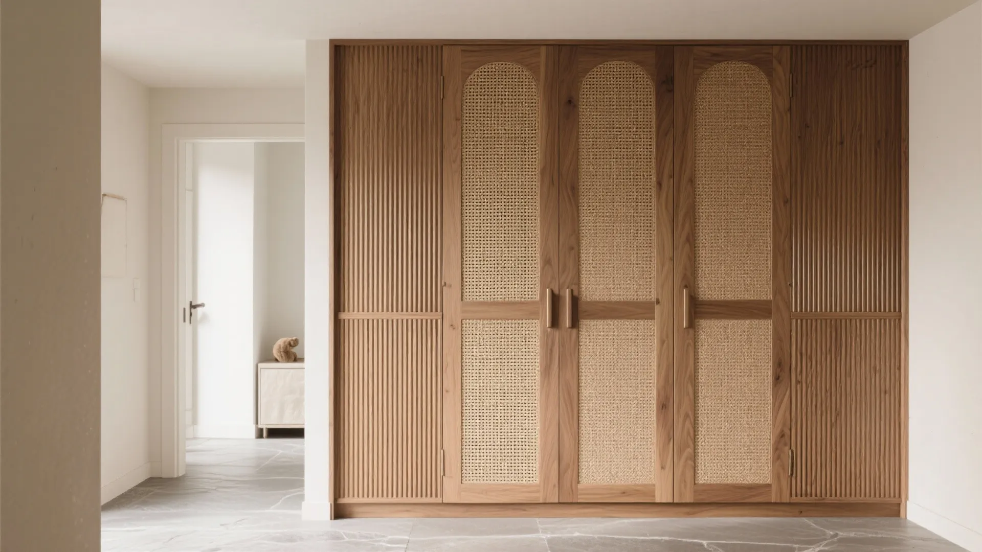 5) Textured Warmth: Wood, Rattan, and Acoustic Panels