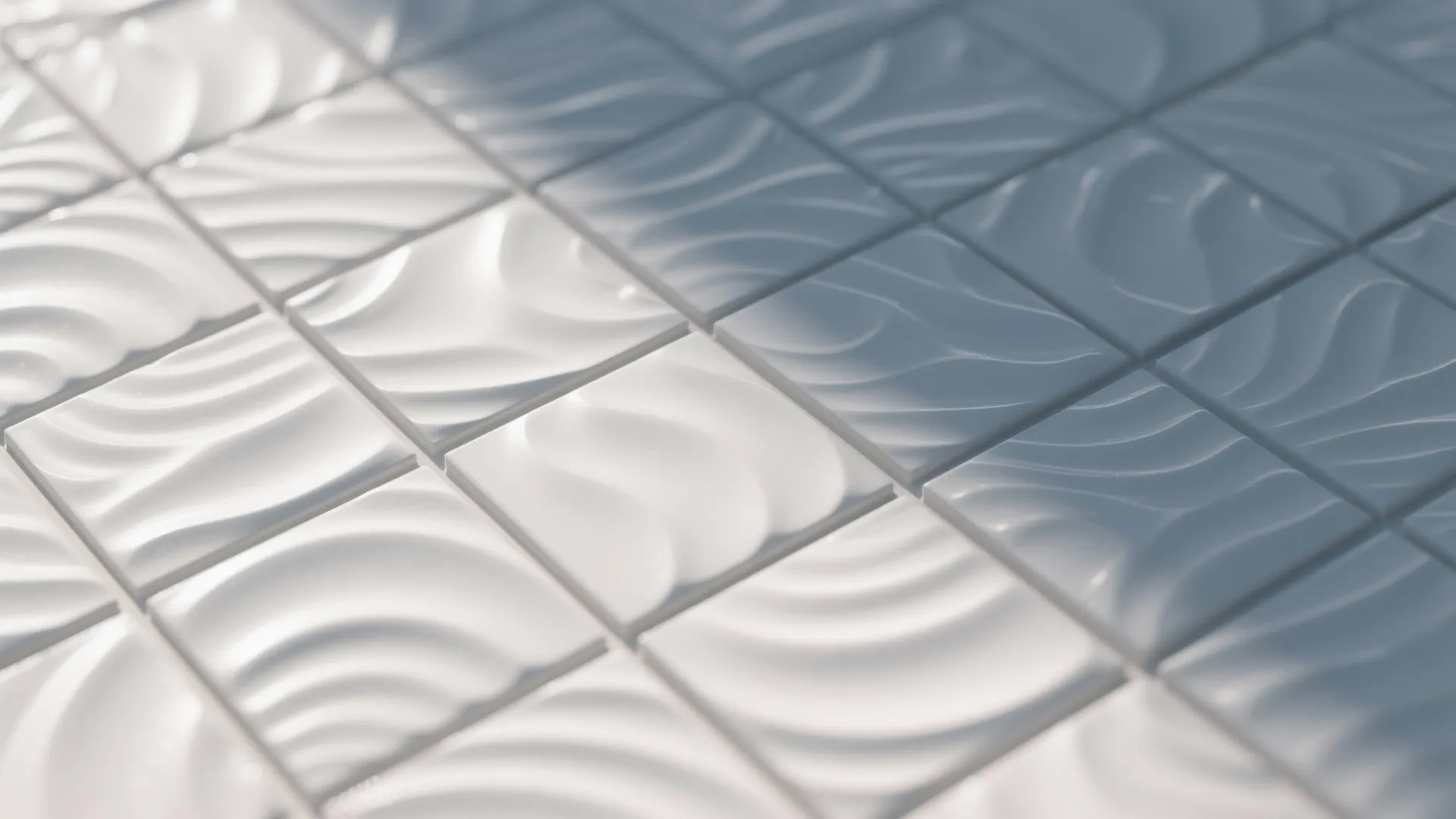 Textured white 3D tiles casting soft shadows for added depth