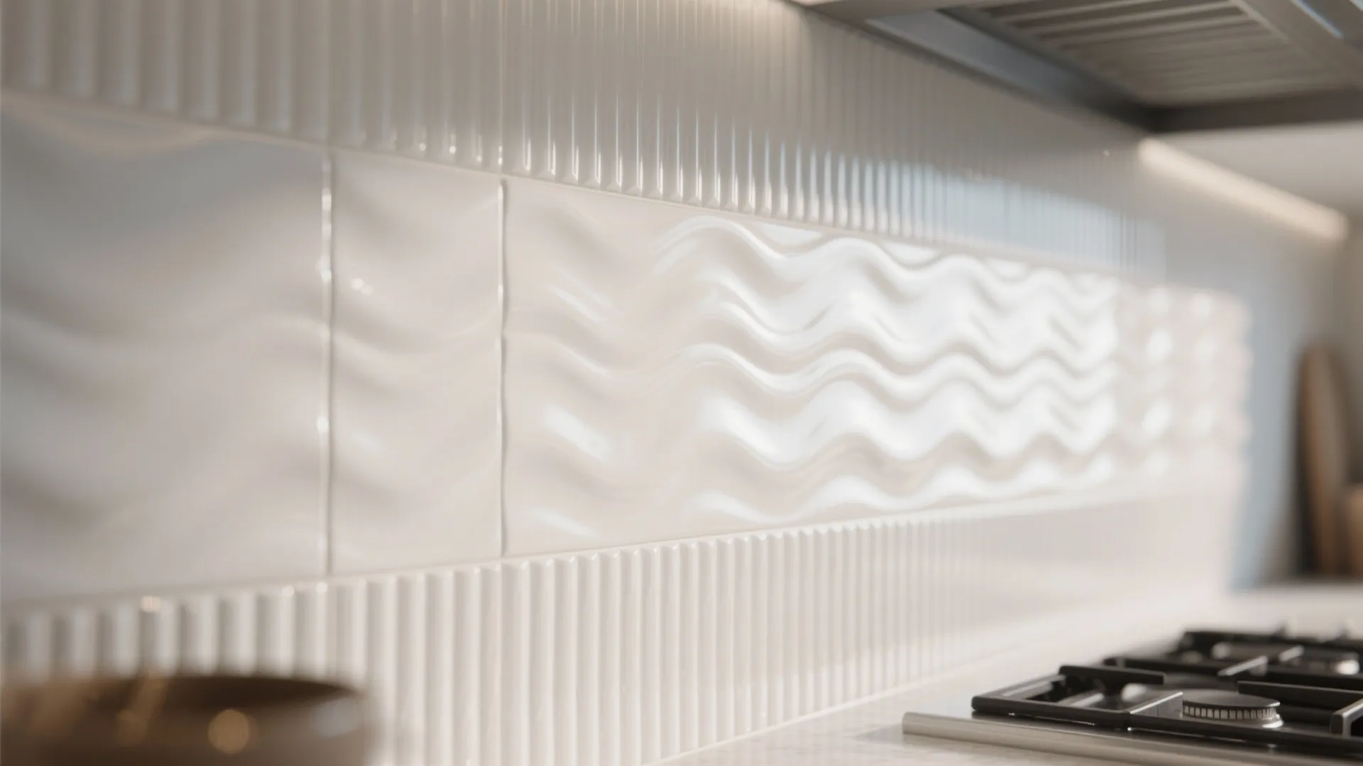 3. Textured White Tiles for Depth