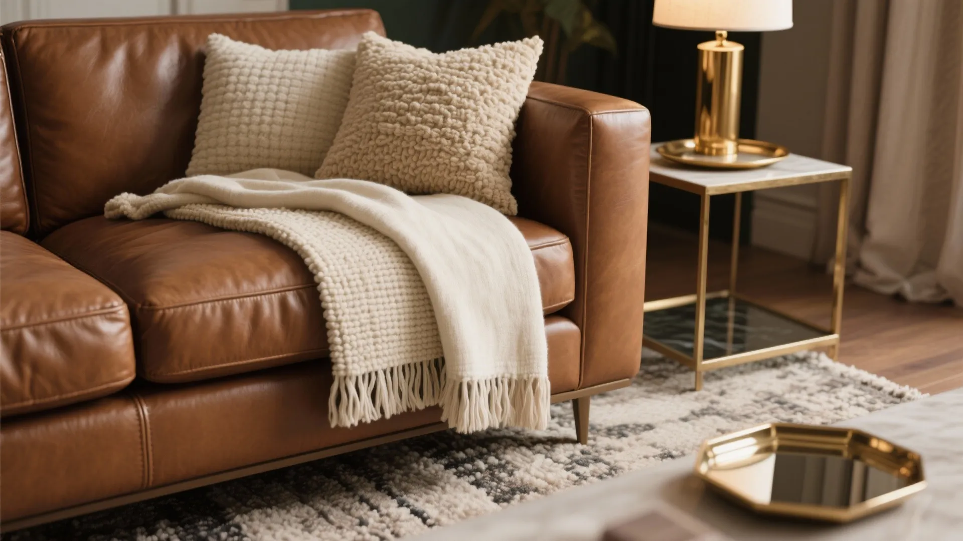 1. Layer warm neutrals with texture