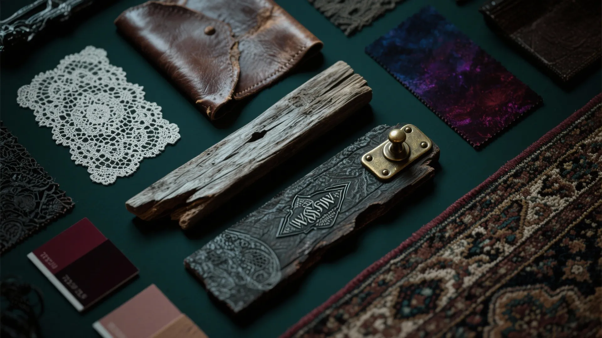 4. Textures: Lace, Leather, and Weathered Wood