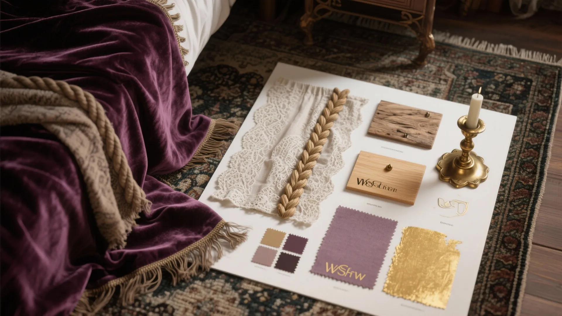 3. Textures & Fabrics: Velvet, Lace, and Layered Rugs