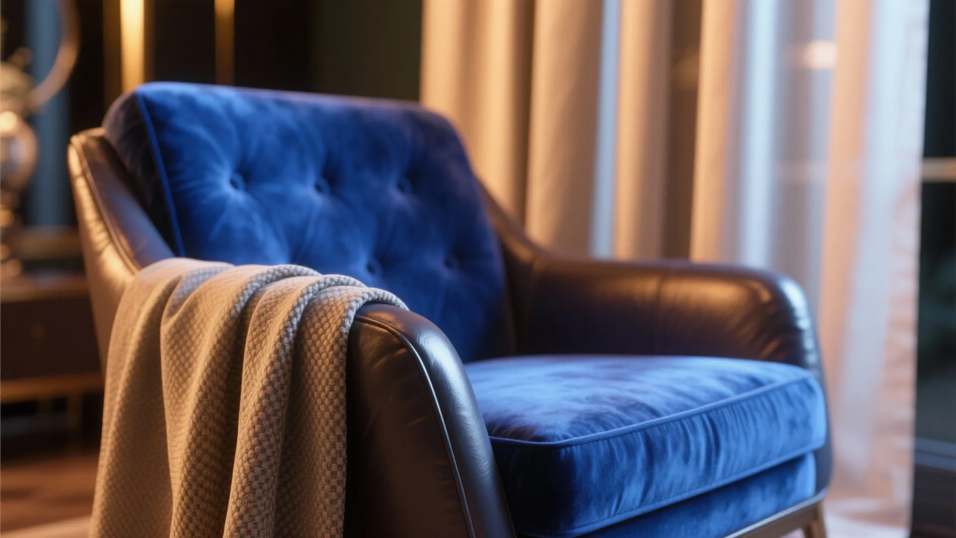 2. Mix Textures: Velvet, Leather, and Linen