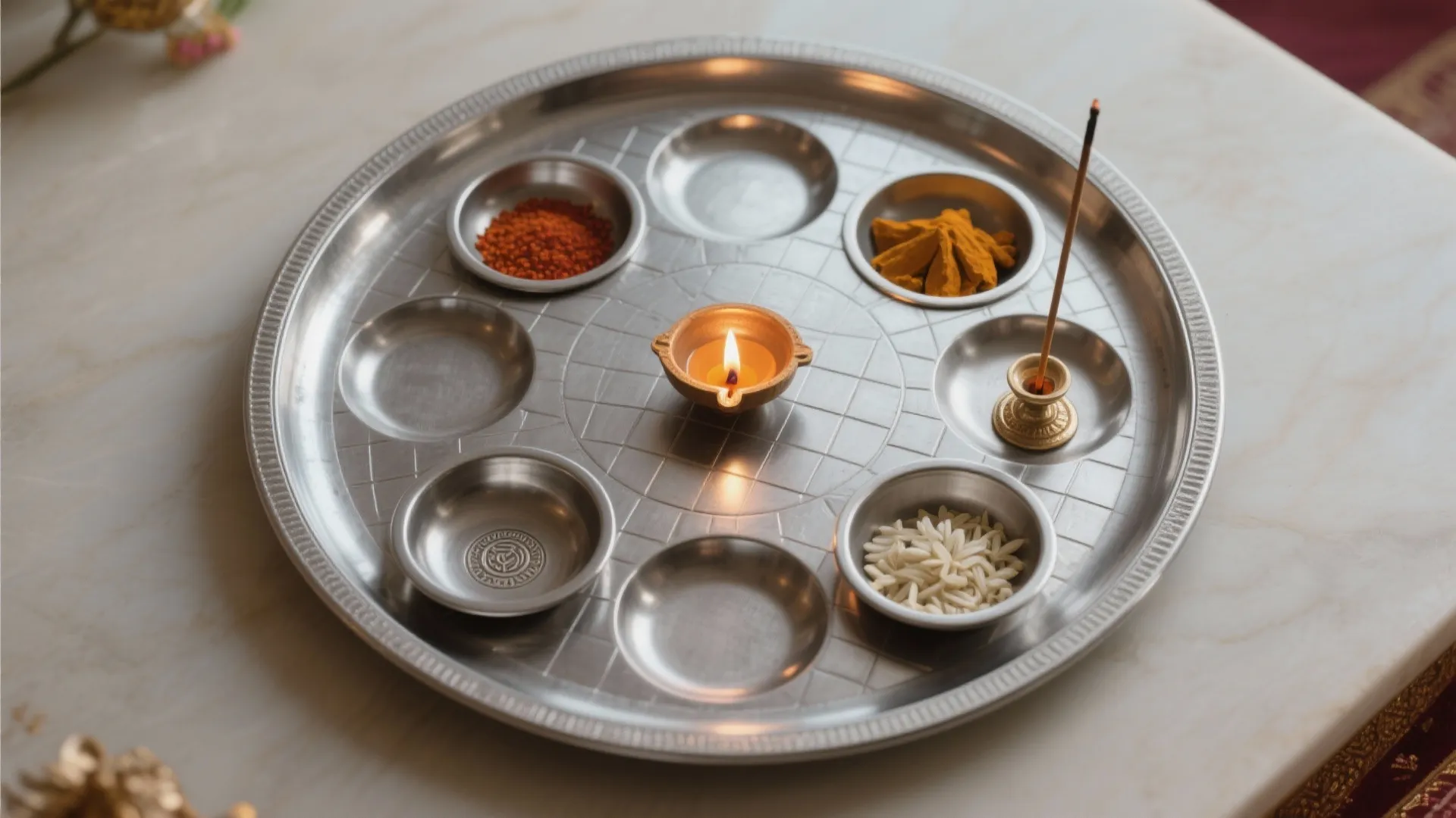 Minimalist Pooja Thali with Modular Inserts