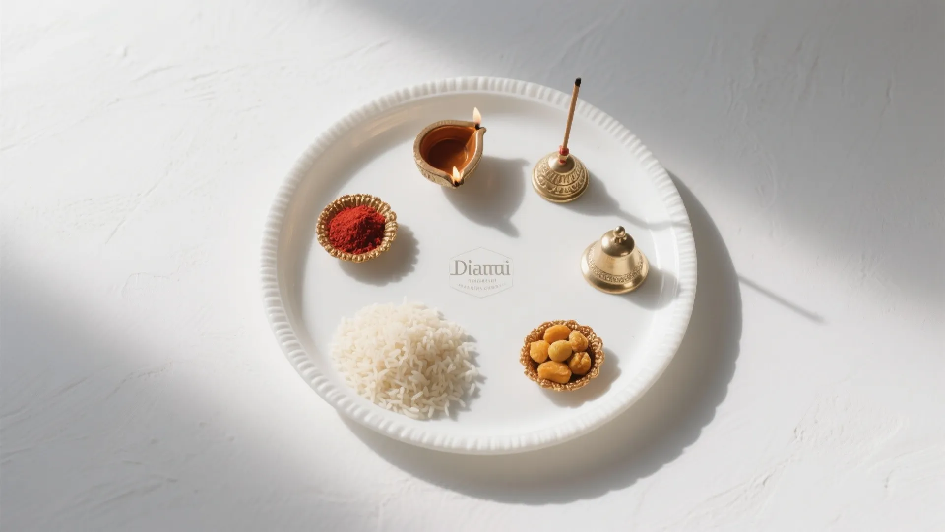 Monochrome White Thali with Silver Accents