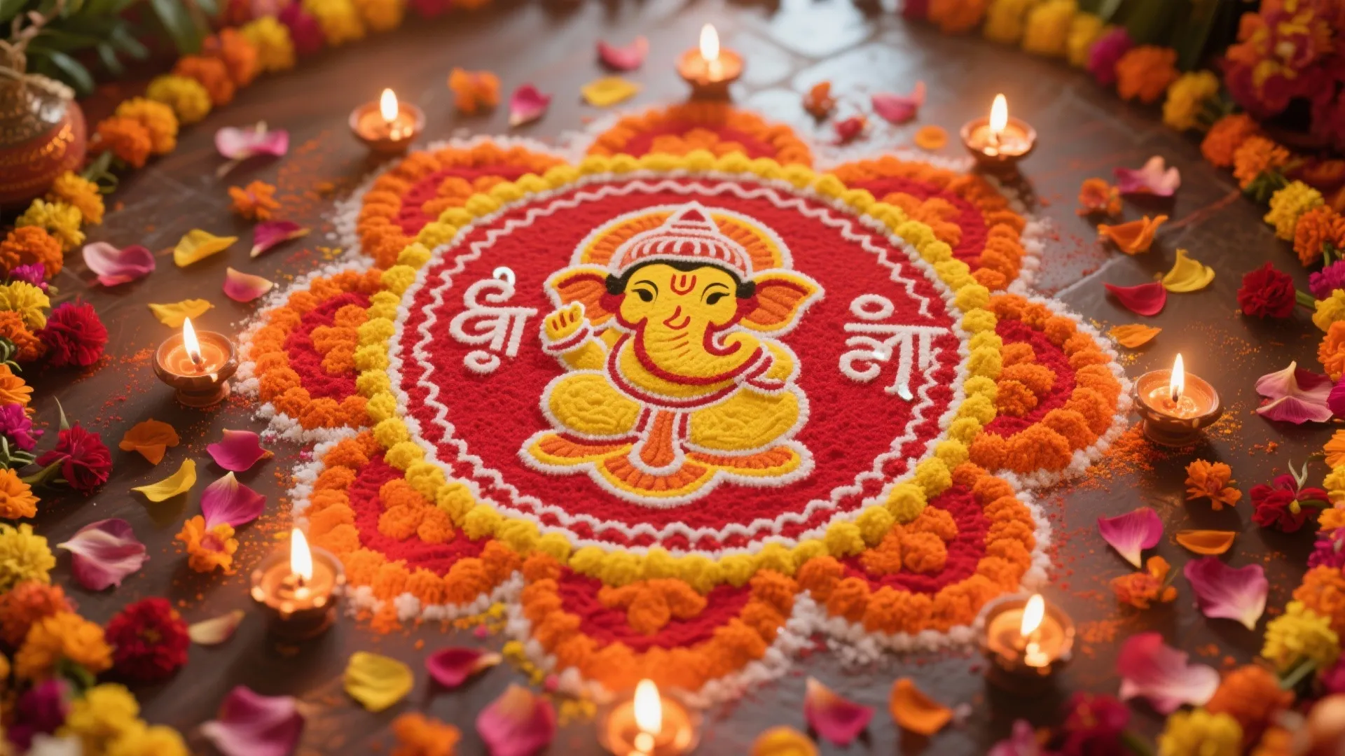 Artistic Rangoli with Theme Colors