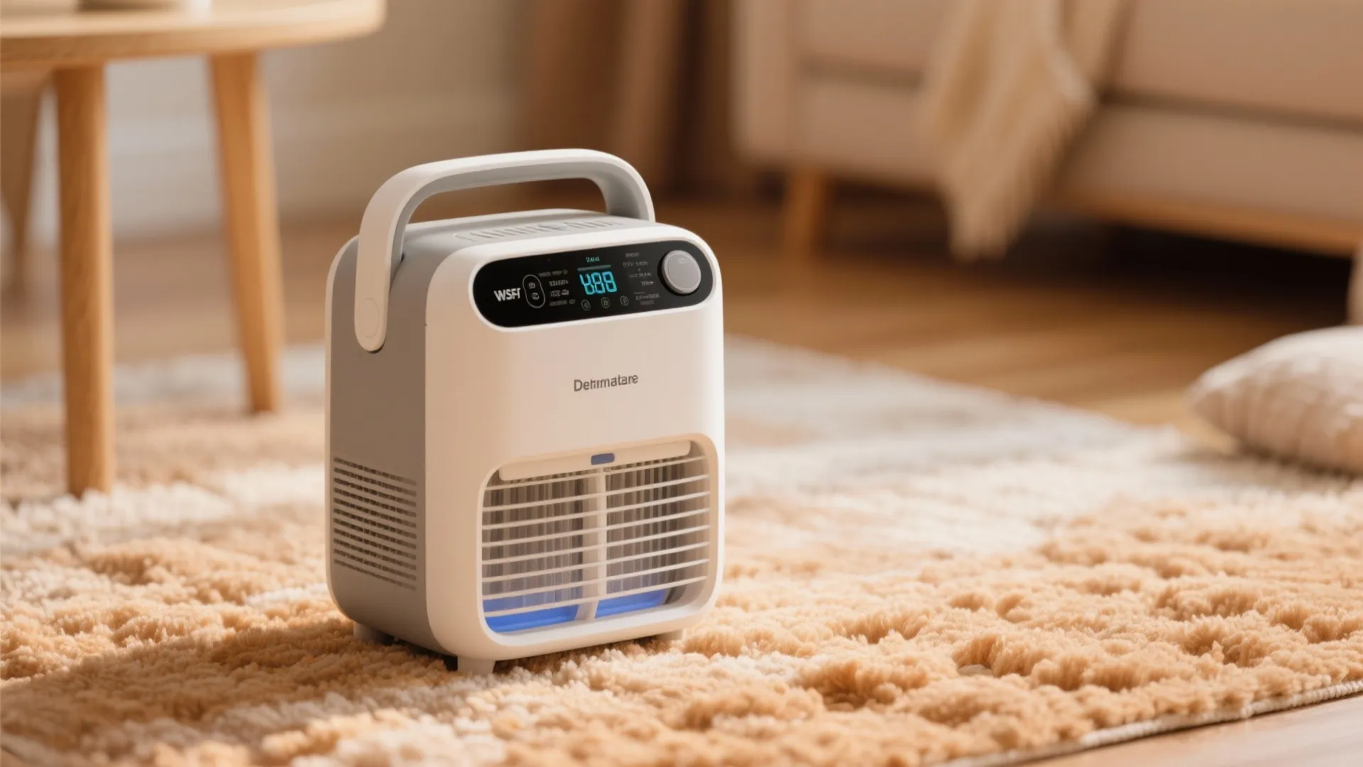 Close-up of dehumidifier and floor insulation in basement