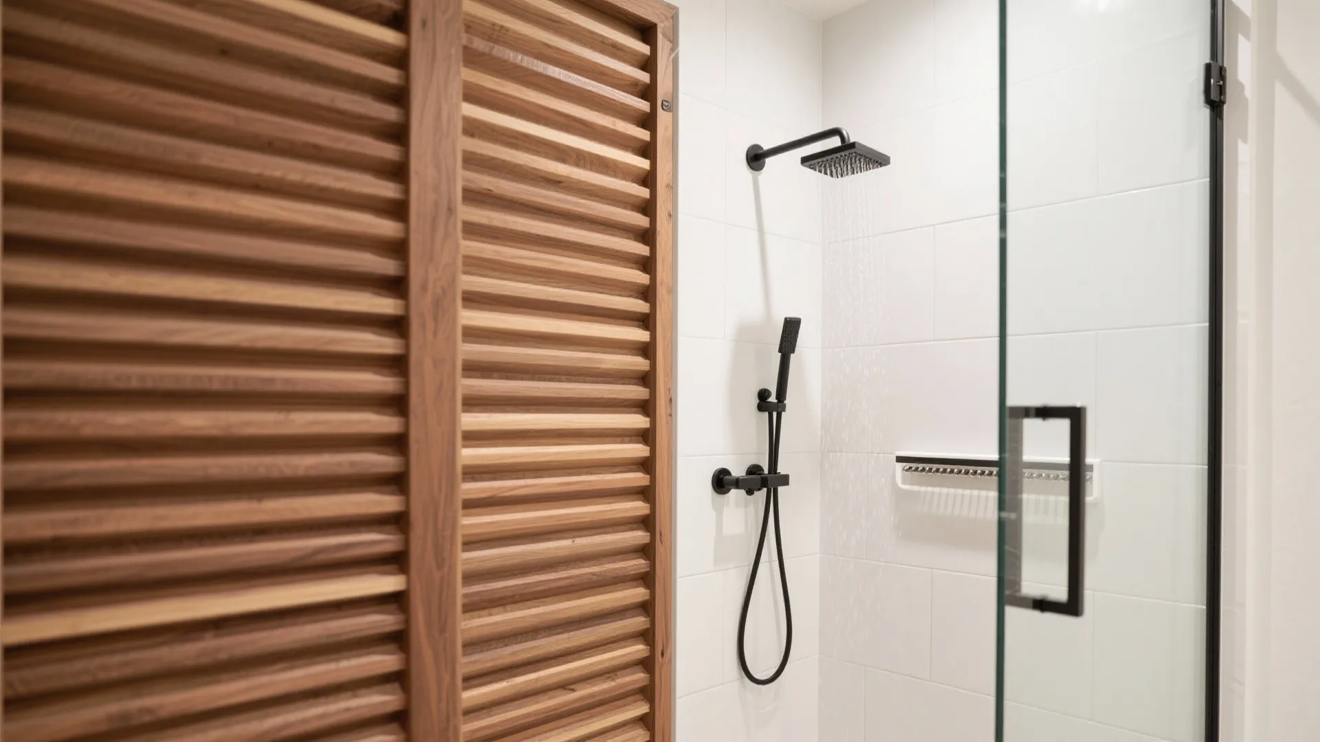 2) Thermally modified wood for shower zones