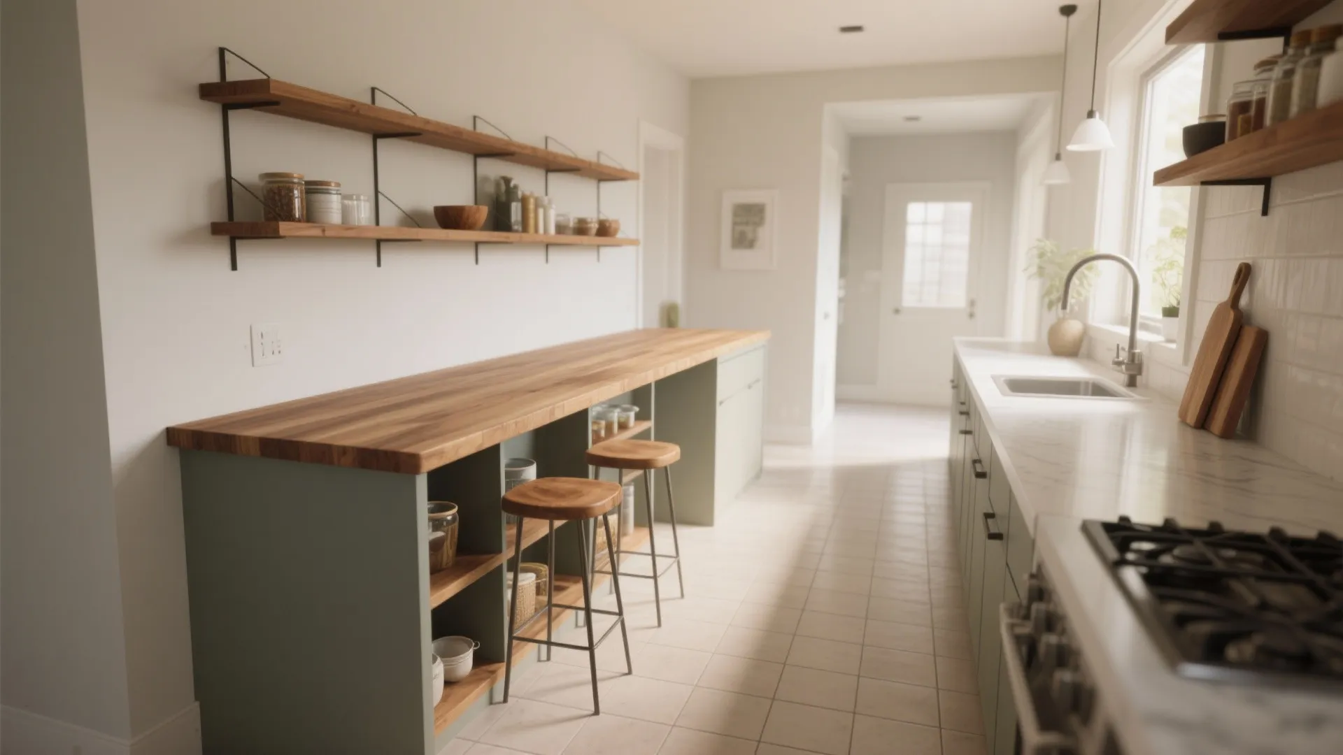 Thin peninsula as multi-use surface