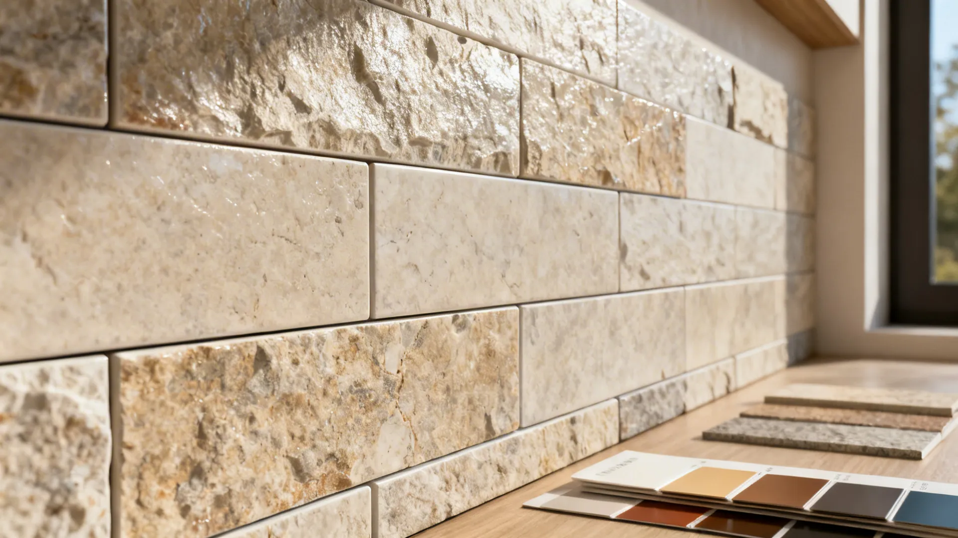 1. Thin porcelain stone veneer for a lightweight focal wall