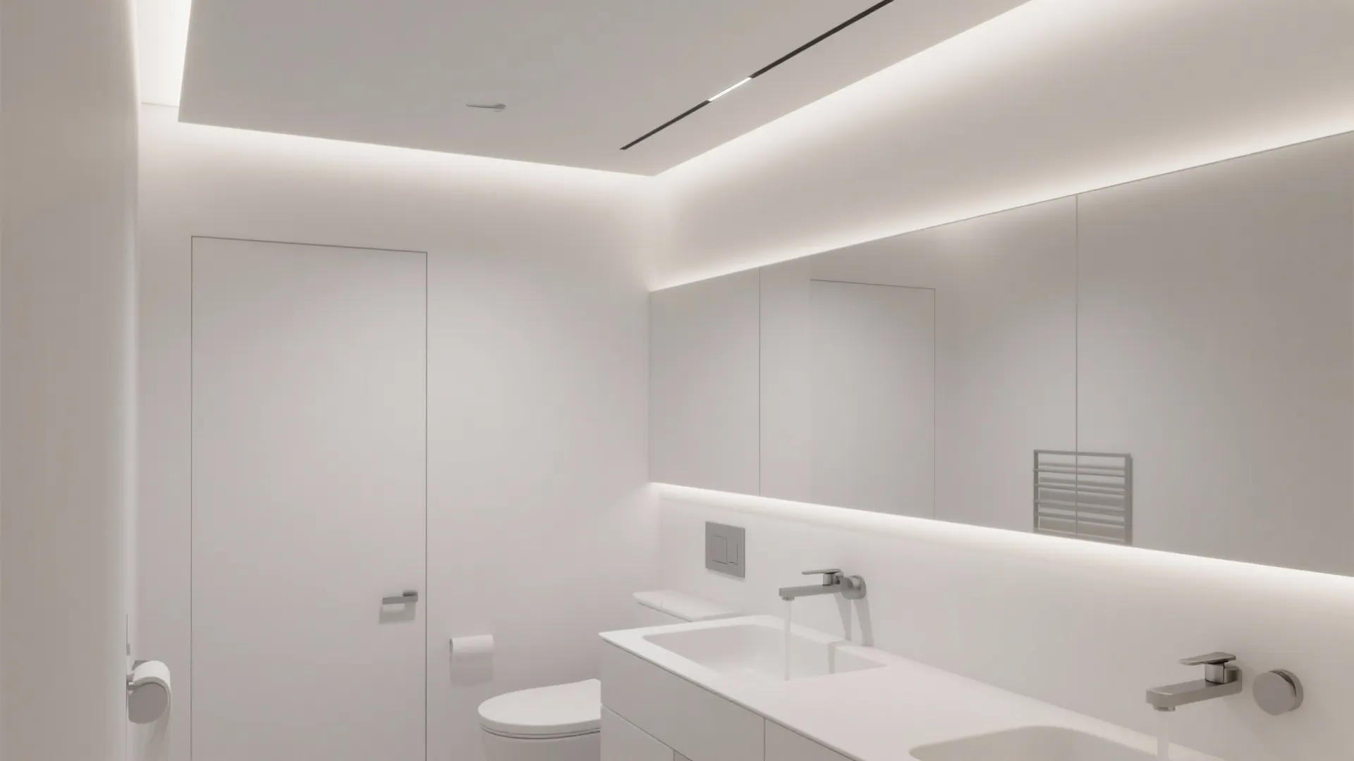 Minimalist bathroom with slim coving detail