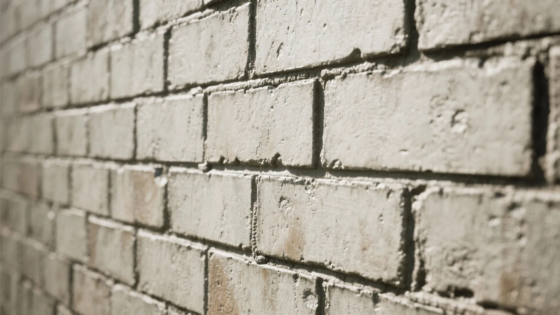 Close up view of light colored brick wall with natural texture and soft daylight lighting