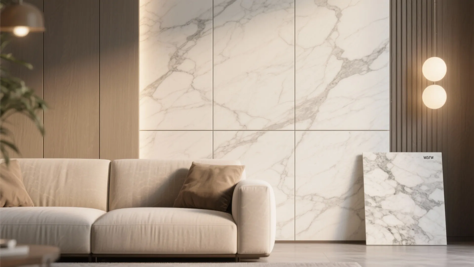 1. Thin vein marble panels for a subtle luxury