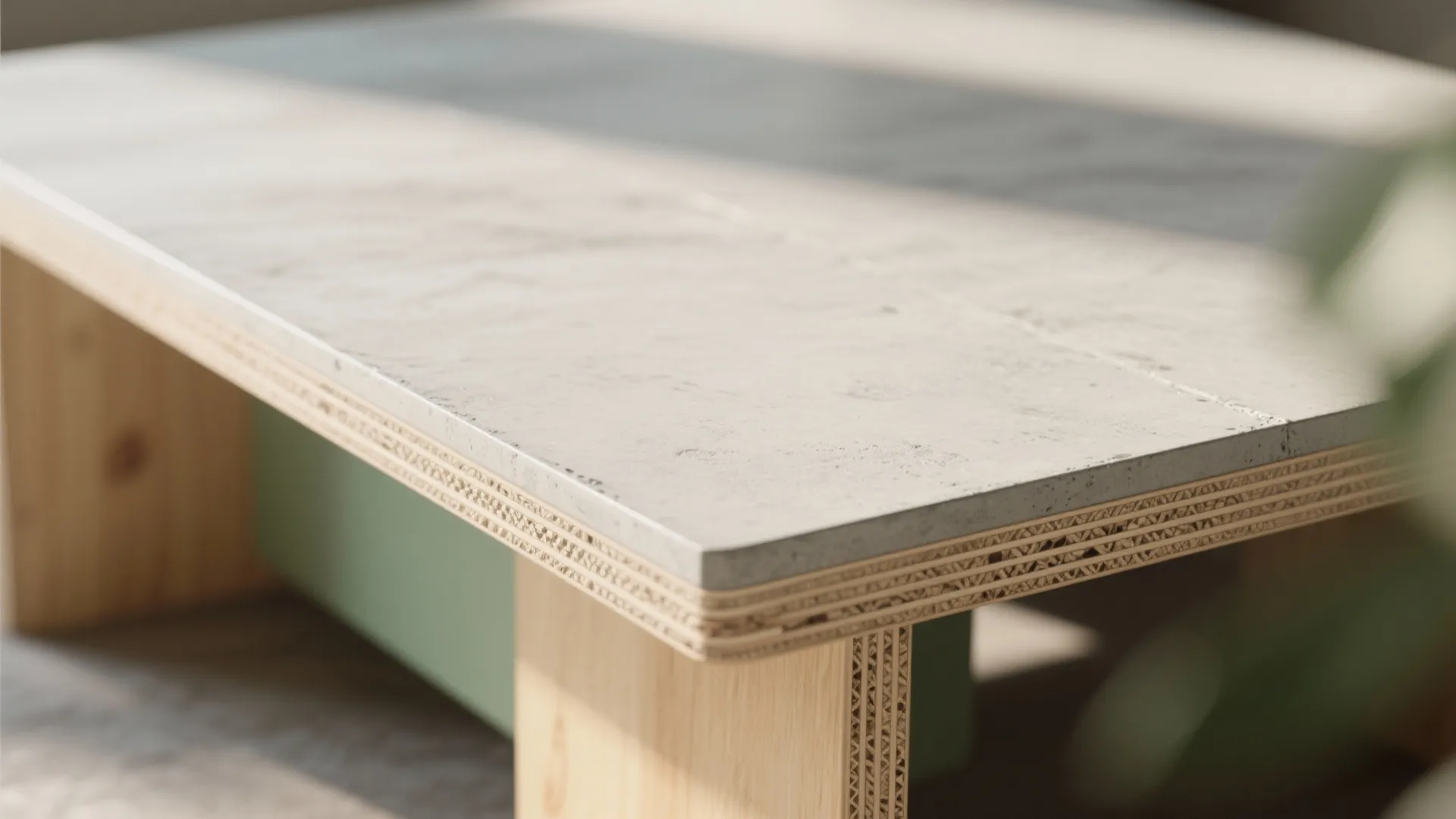 1. Thin Concrete Coffee Table on Plywood Core