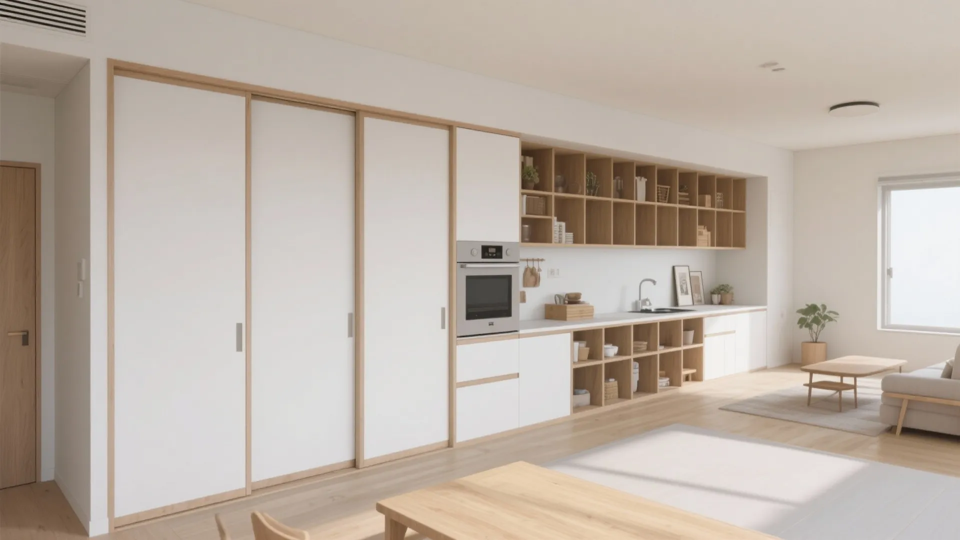 Tips 3: 壁面収納は“高さ6:奥行4”で薄く広く（収納技巧／日式風格）