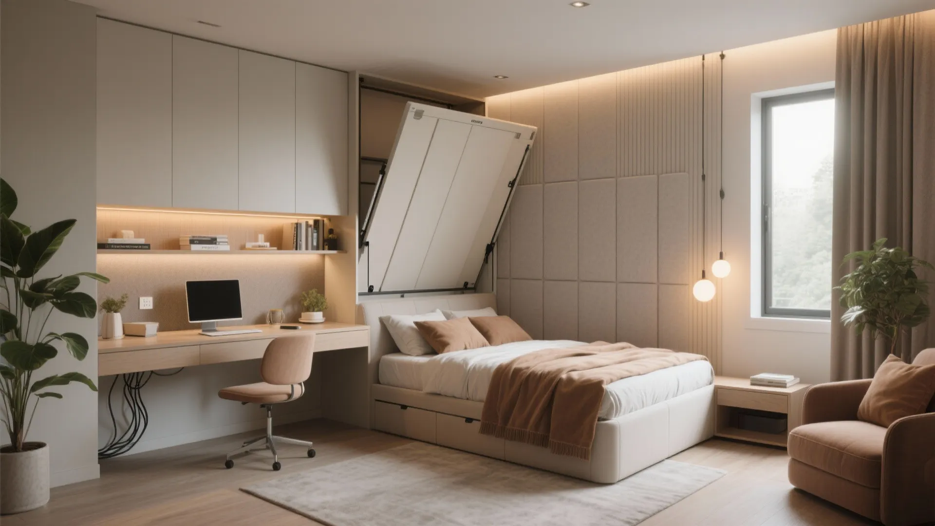 Flexible third bedroom: study–guest hybrid