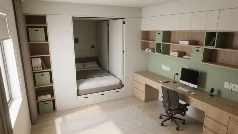 Smart Multifunctional Home Office with Hidden Bed