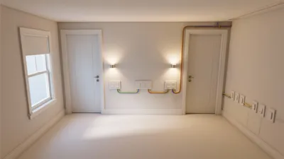 Modern Utility Laundry Room with Exposed Piping