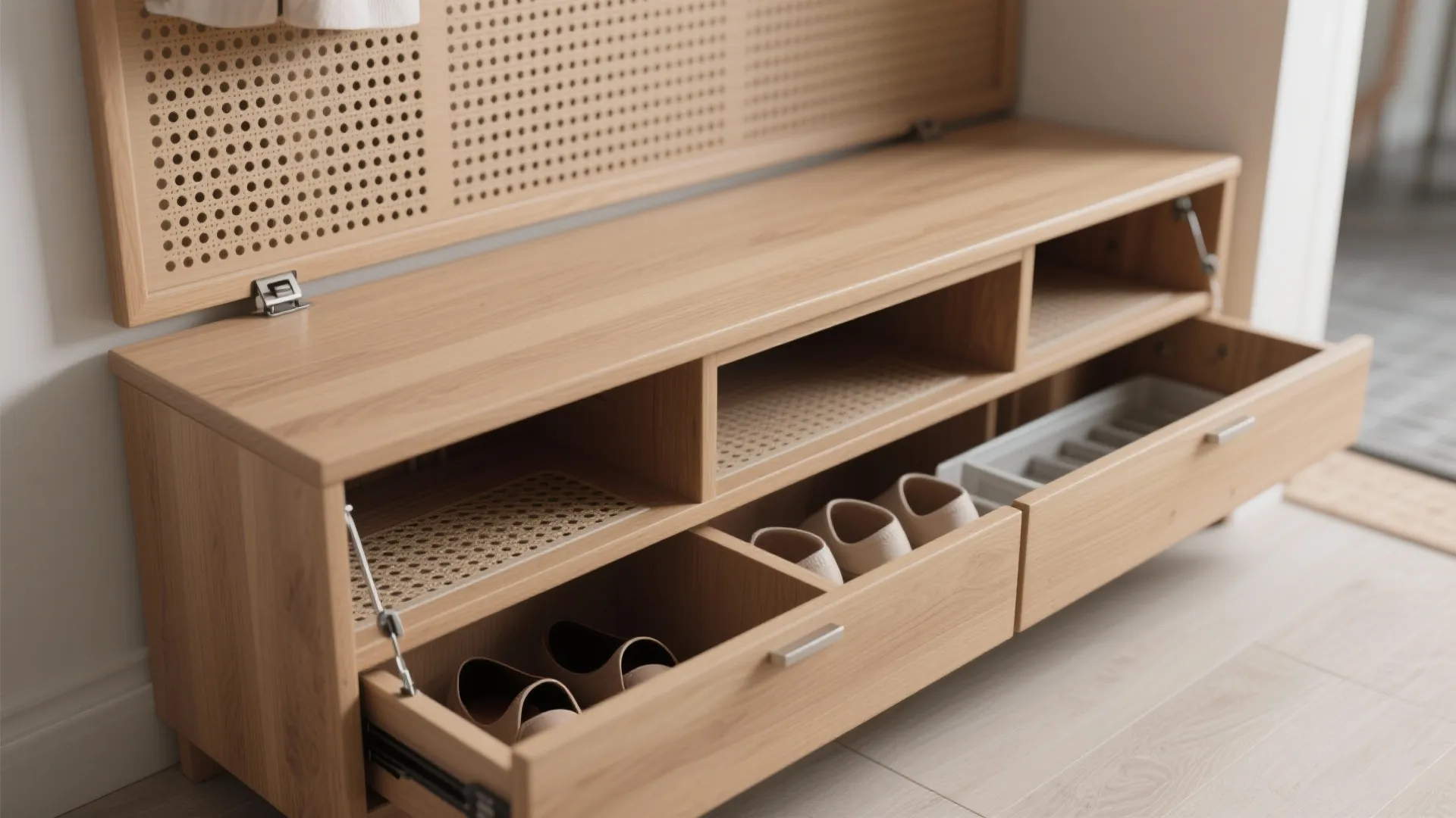 Threshold Storage Bench with Shoe Drip Tray