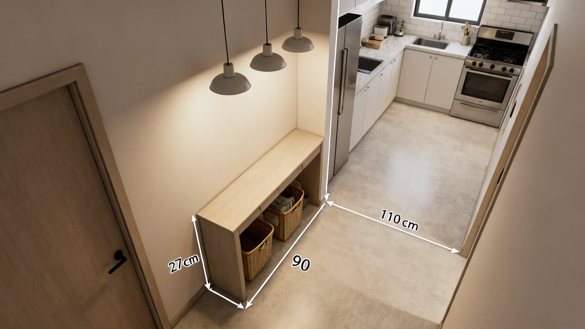 Pendant Trio Over a Threshold Console