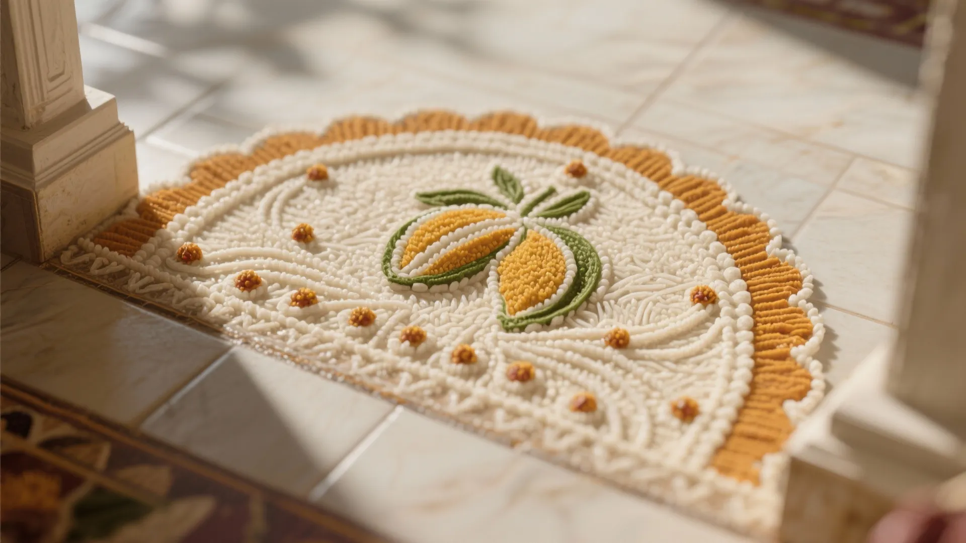 Threshold Kolam: Half-Moon Entry Motif
