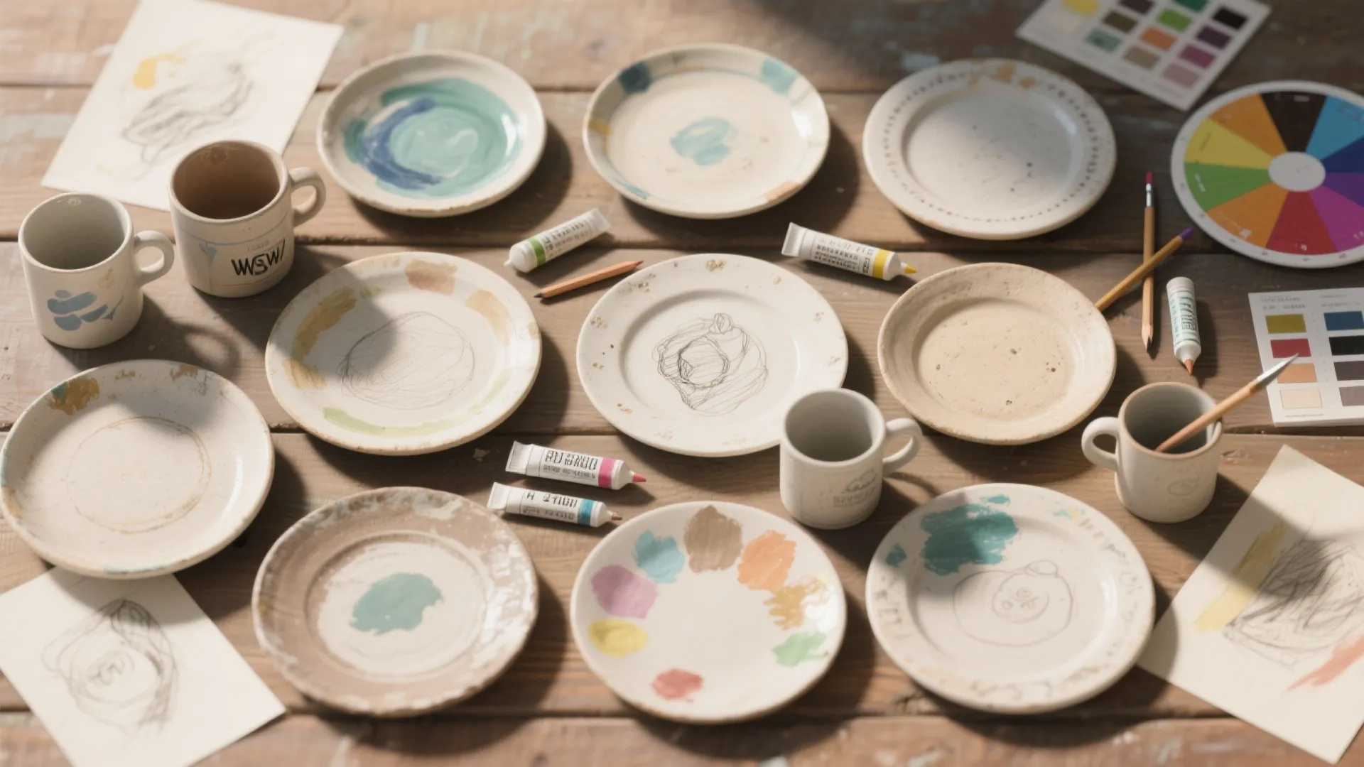 2. Use thrifted ceramics as practice canvases