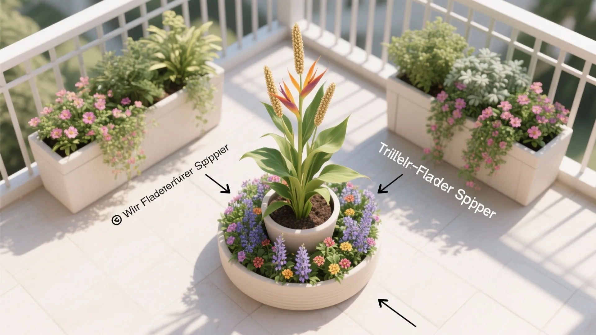 2) Sun-Savvy Layers: Thrillers, Fillers, Spillers For Full-Day Light