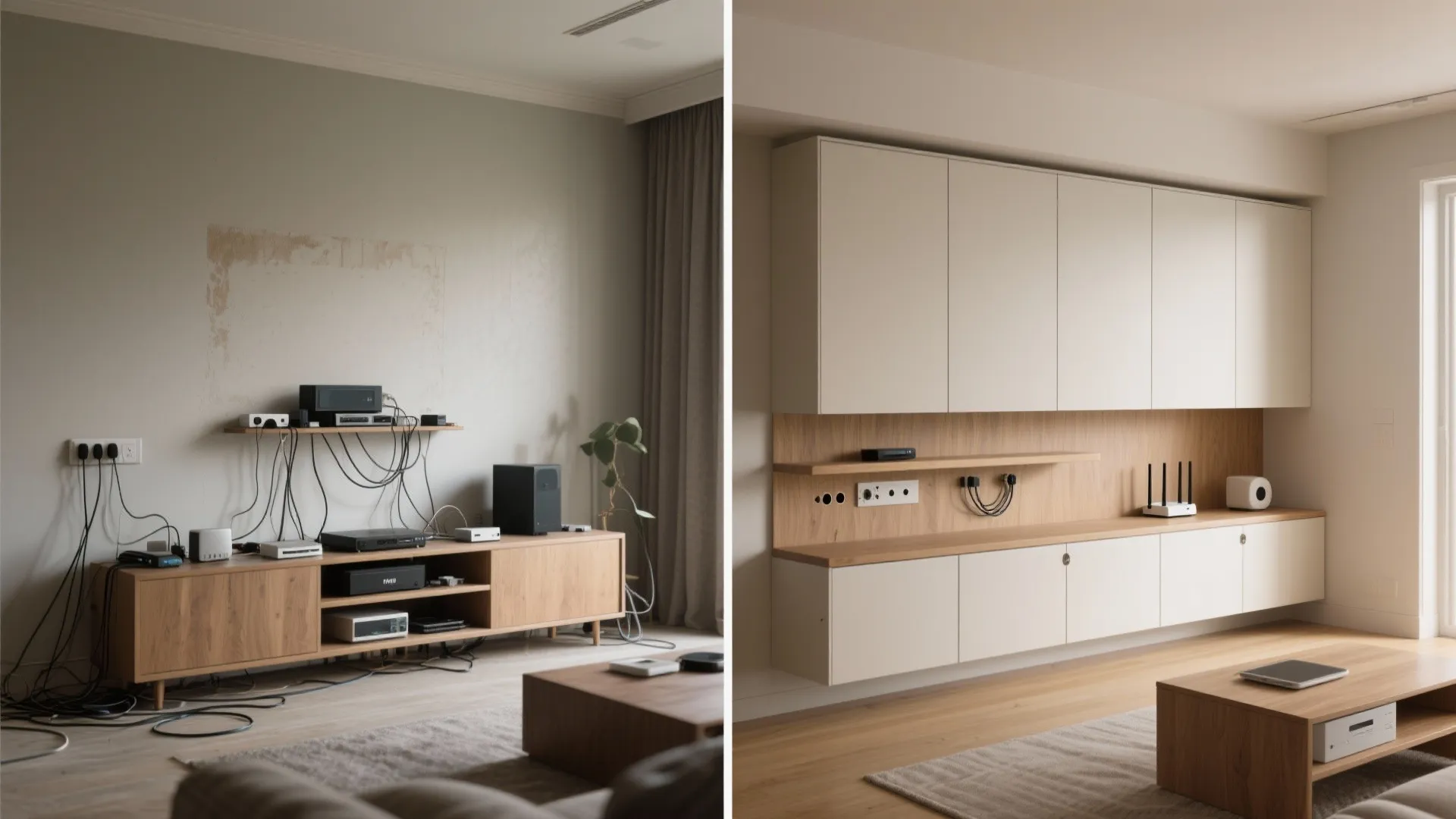 4) Built-in storage and concealed clutter