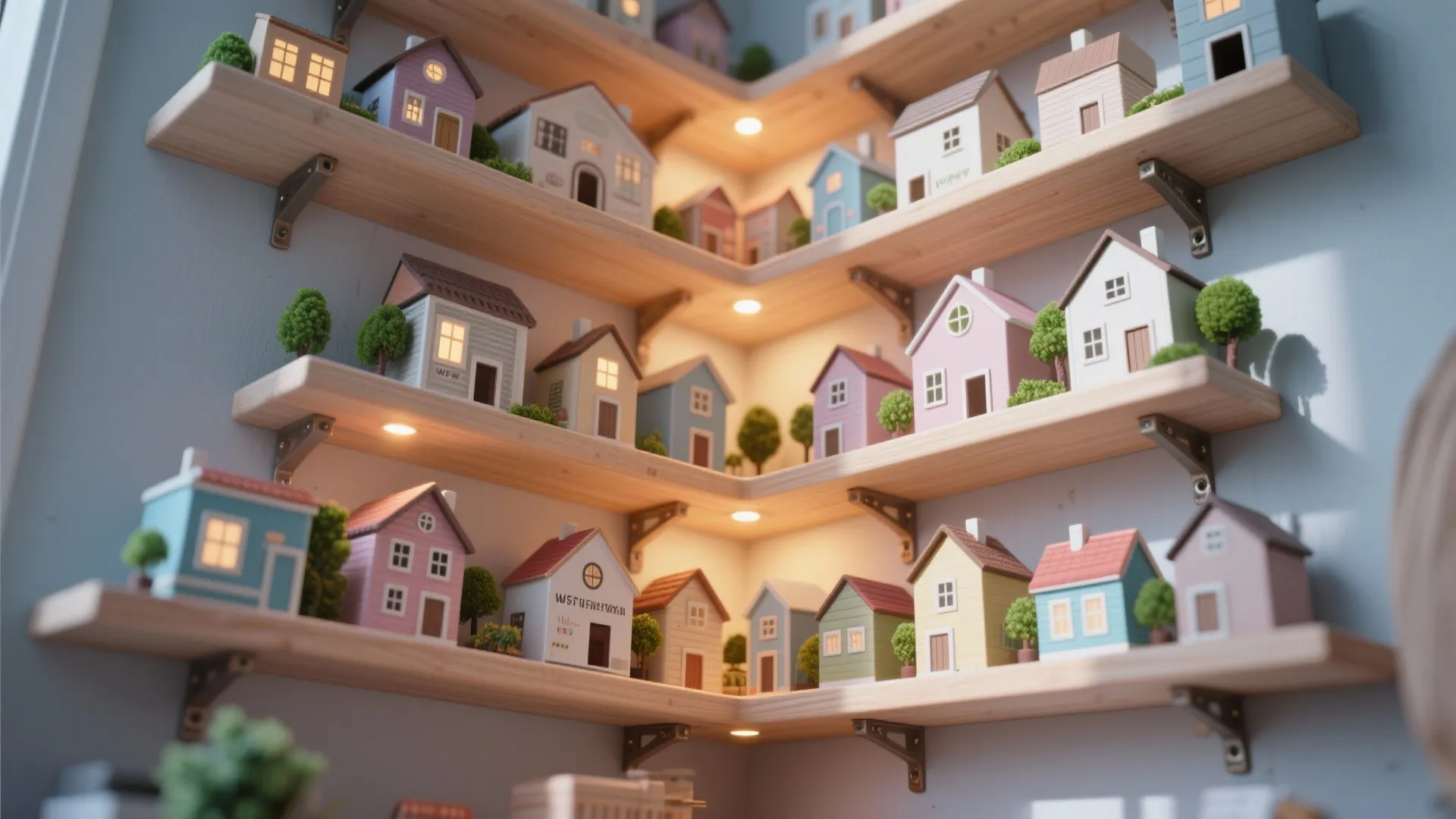 3. Tiered Corner Shelf for Vertical Storytelling