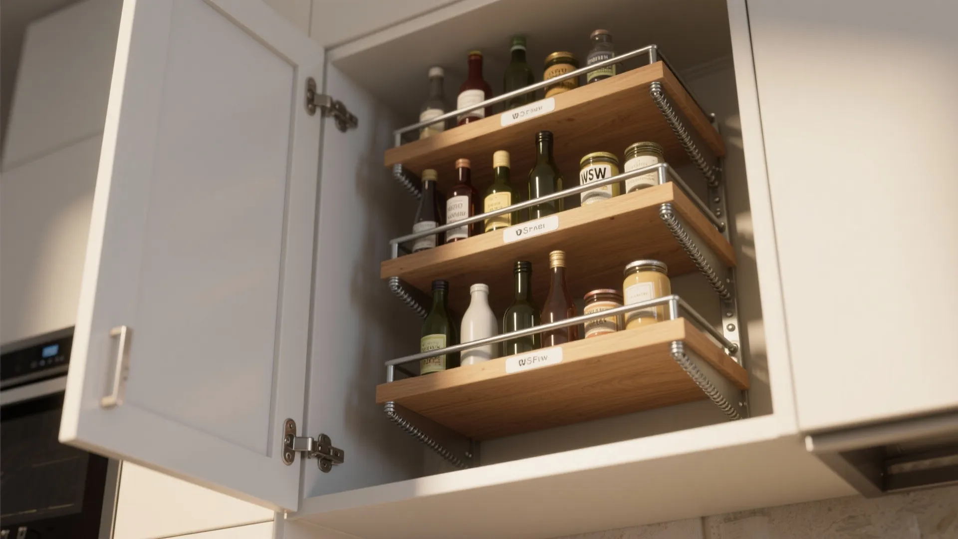 2. Adjustable tiered shelves on the door